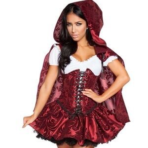 Elegant & Sexy Red 4 Piece Women’s Lil Miss Red 3Wishes Halloween Costume